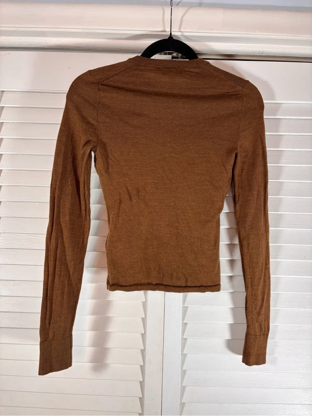 J.Crew Carolyn Fitted Crewneck Brown Sweater Merino Wool XS